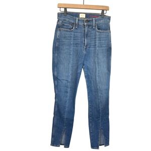 AO.LA Alice + Olivia High Rise Front Slit Ankle Jeans Medium Blue Wash 28